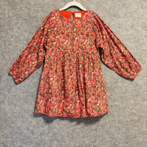 Crewcuts Dress Girls Size 6 Multicolor Floral Long Sleeve Fit Flare Lined Cotton